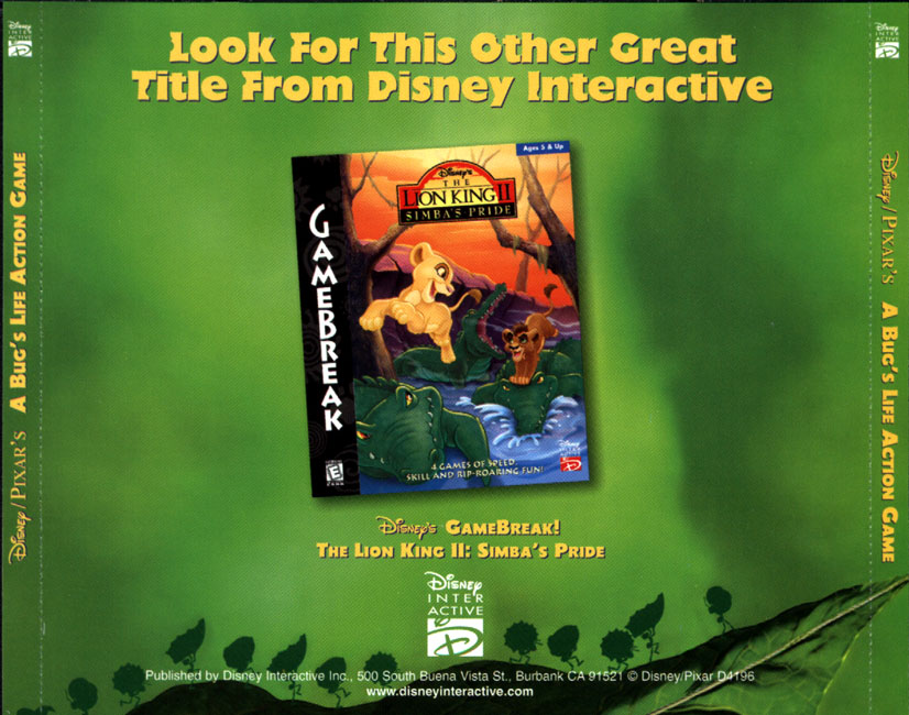 A Bug's Life - zadn CD obal