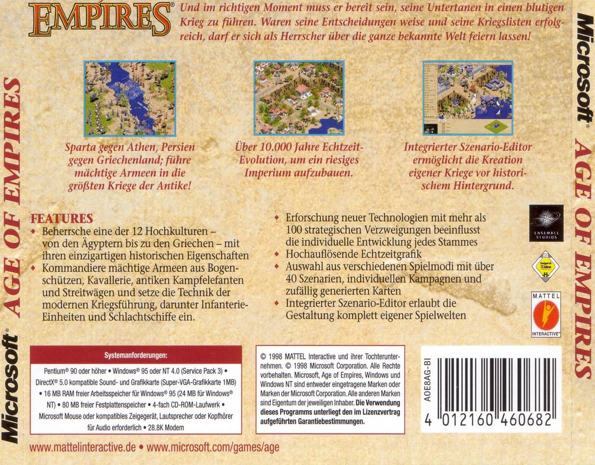 Age of Empires - zadn CD obal 2
