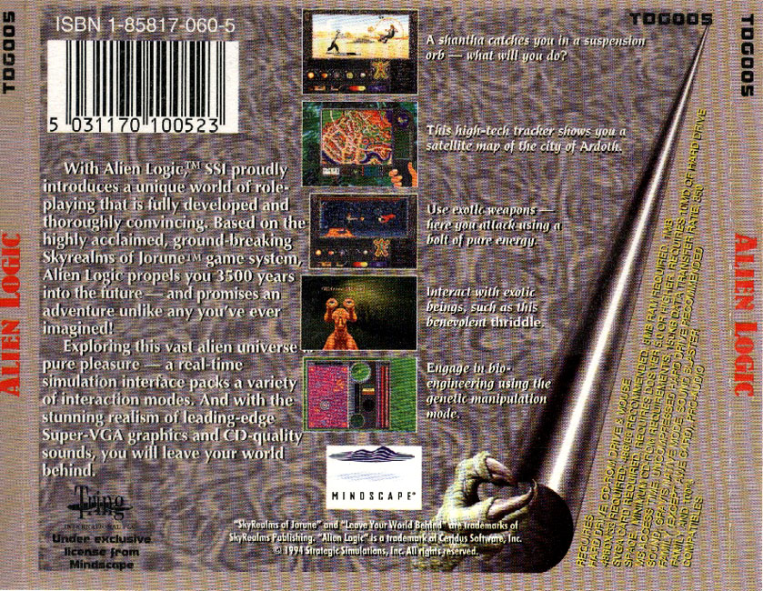 Alien Logic: A SkyRealms of Jorune Advebtyre - zadn CD obal