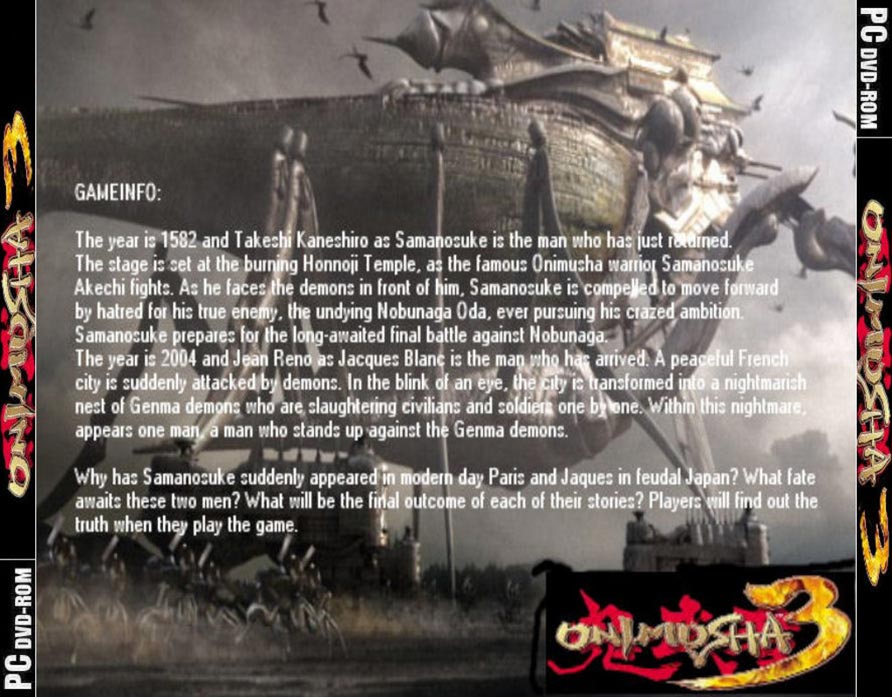 Onimusha 3: Demon Siege - zadn CD obal