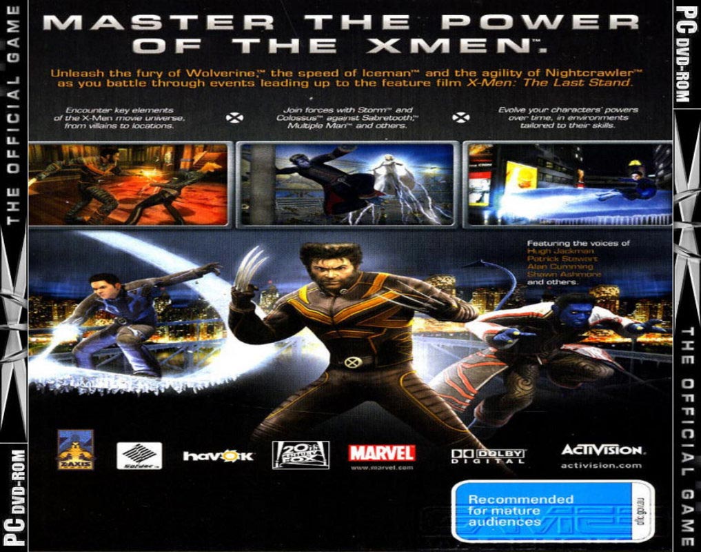 X-Men: The Official Game - zadn CD obal