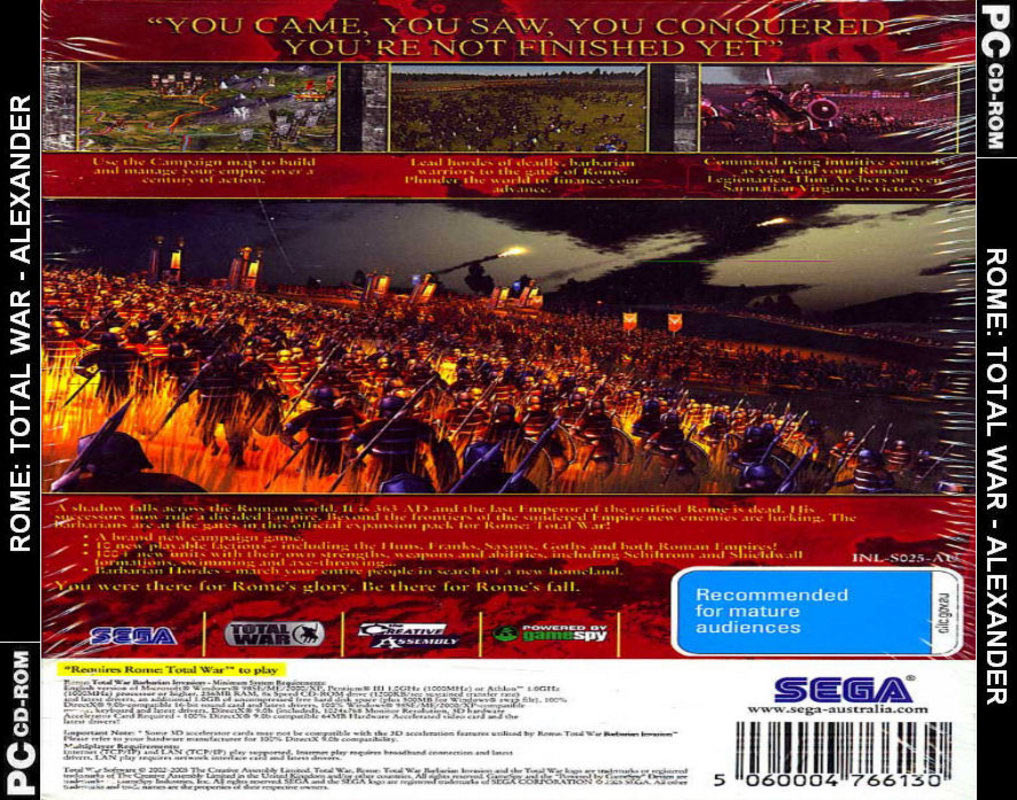 Rome: Total War - Alexander - zadn CD obal