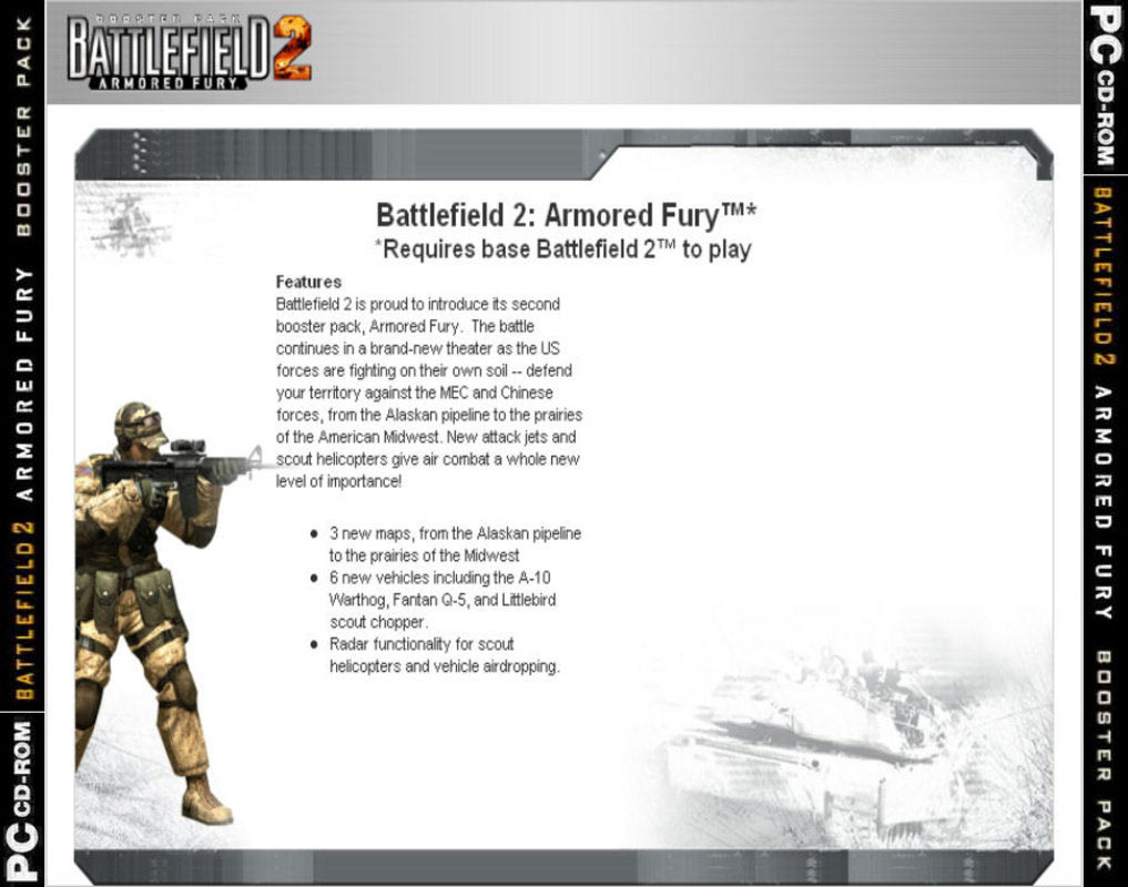 Battlefield 2: Armored Fury - zadn CD obal