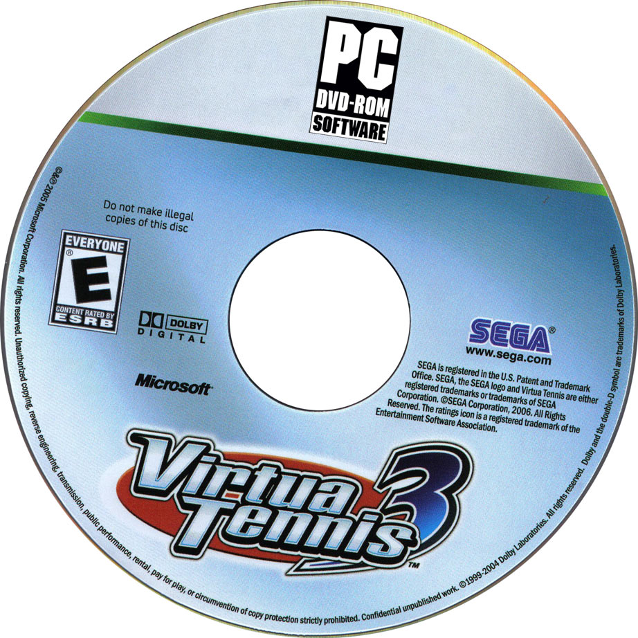 Virtua Tennis 3 - CD obal