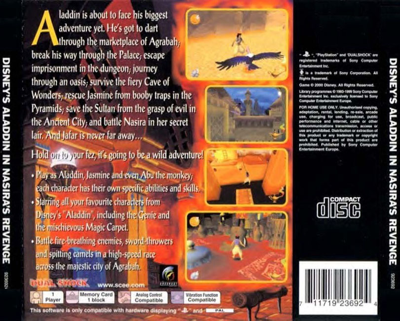 Aladdin in Nasira's Revenge - zadn CD obal