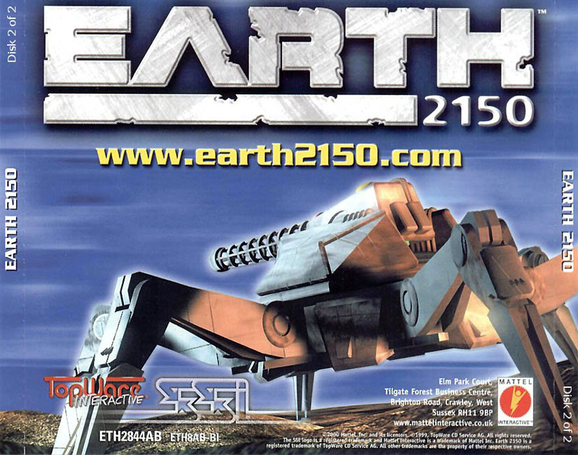 Earth 2150 - zadn CD obal 2