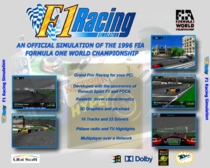 F1 Racing Simulation - zadn CD obal