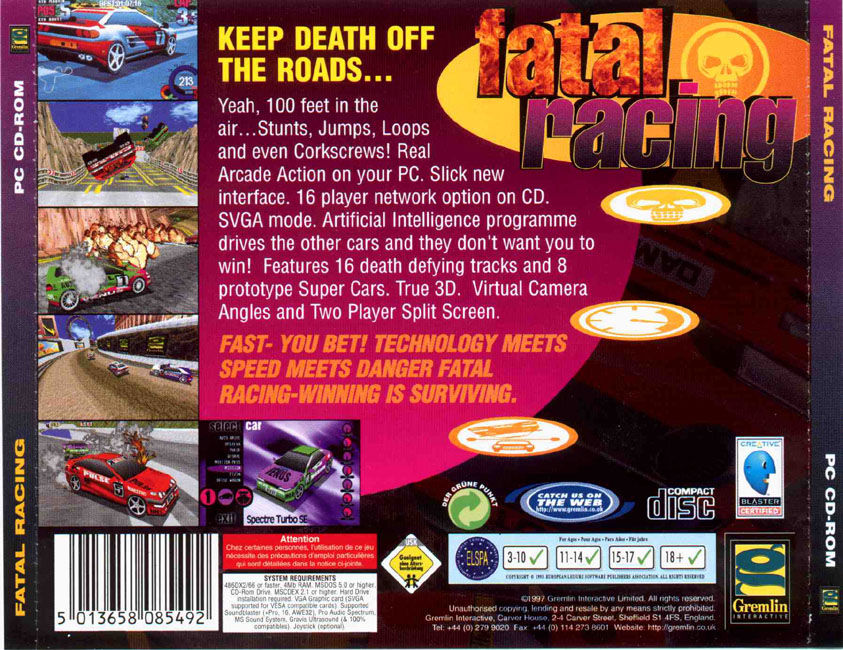 Fatal Racing - zadn CD obal