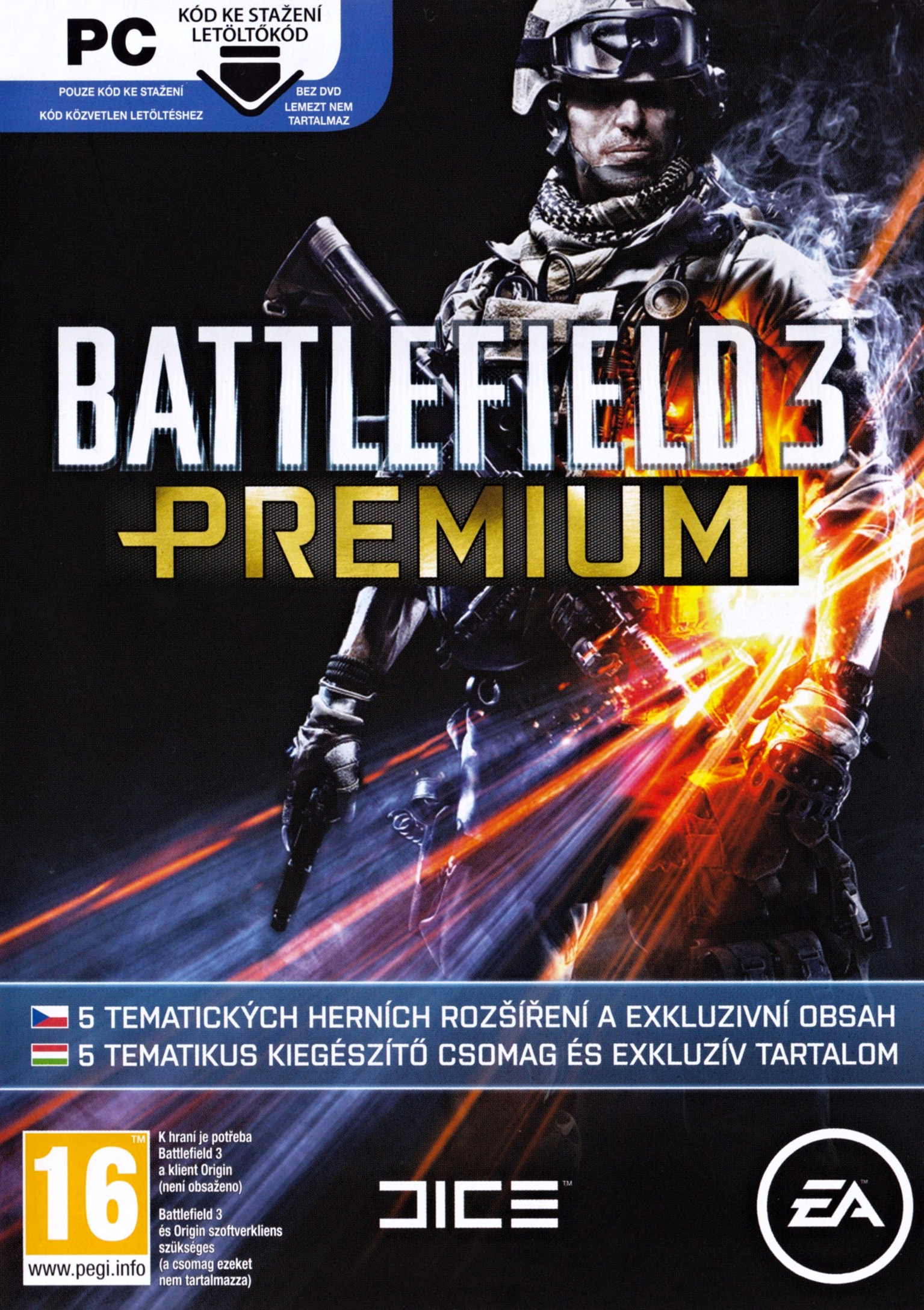 Battlefield 3 Premium - pedn DVD obal