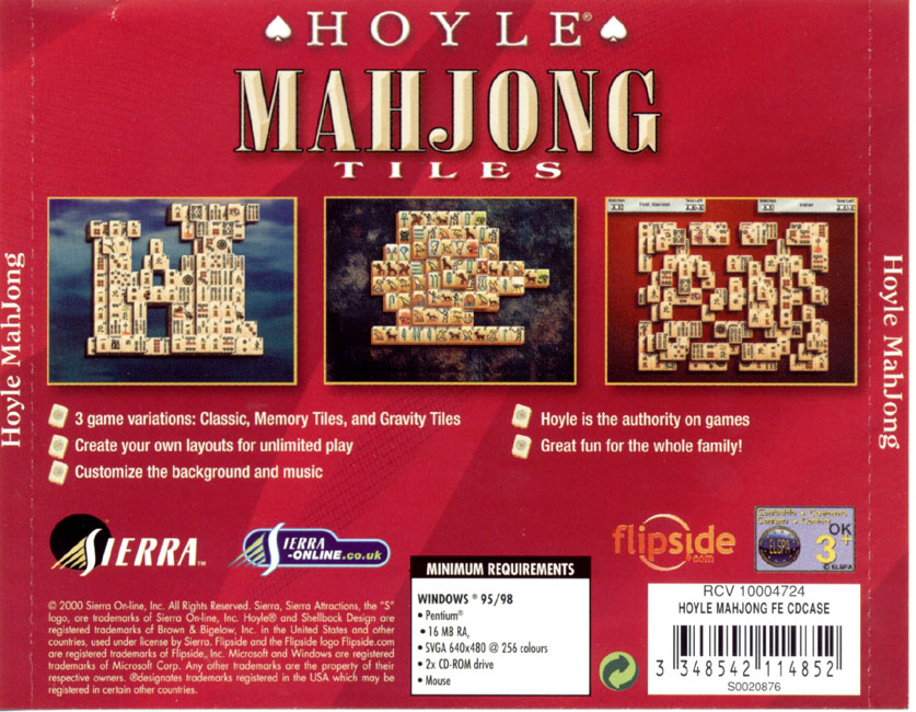 Hoyle Mahjong Tiles - zadn CD obal