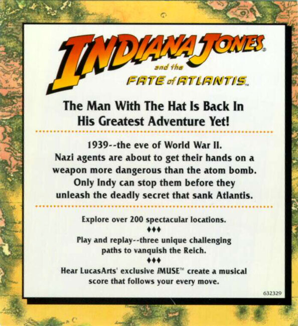 Indiana Jones 4: And the Fate of Atlantis - zadn CD obal