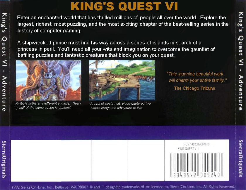 King's Quest 6: Heir Today, Gone Tomorrow - zadn CD obal