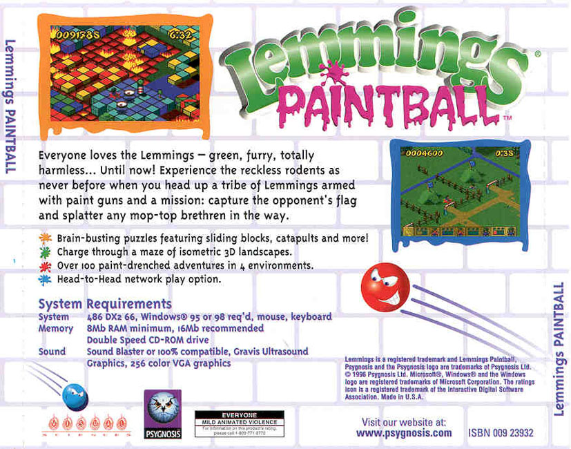 Lemmings Paintball - zadn CD obal