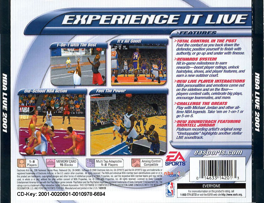 NBA Live 2001 - zadn CD obal
