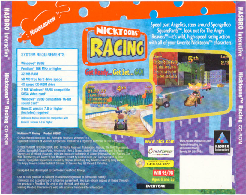 Nicktoons Racing - zadn CD obal
