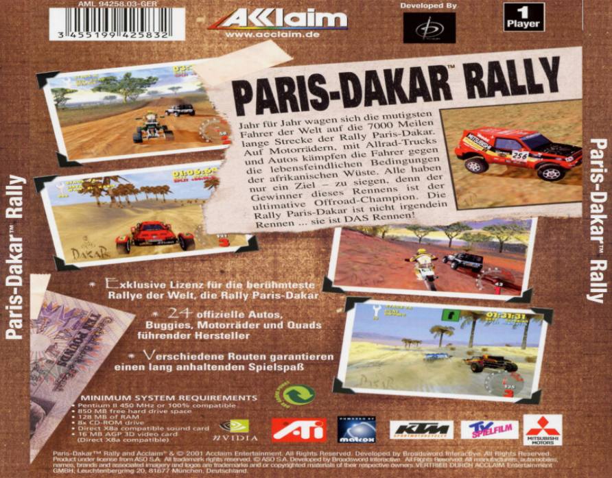 Paris-Dakar Rally - zadn CD obal