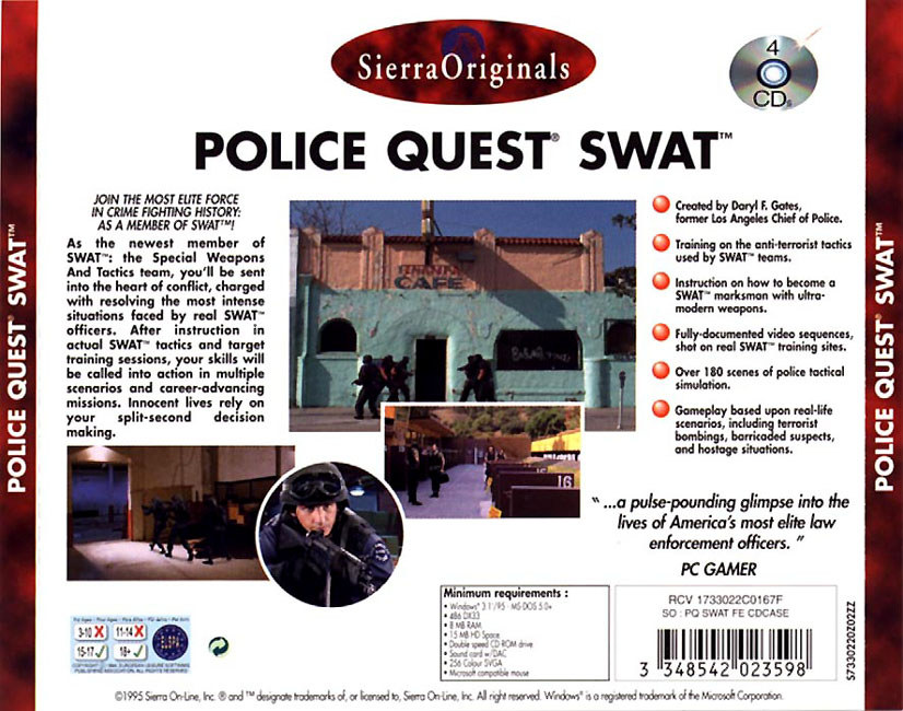 Police Quest: SWAT - zadn CD obal 2