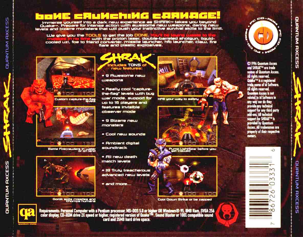 Quake: Shrak - zadn CD obal