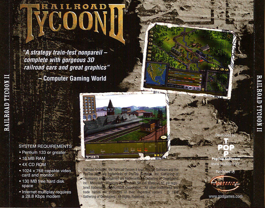 Railroad Tycoon 2 - zadn CD obal