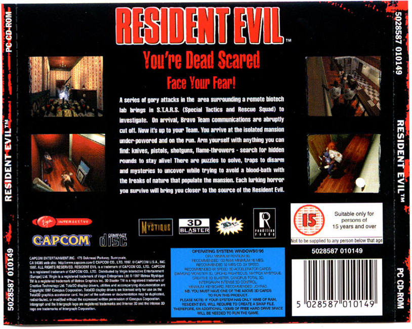 Resident Evil - zadn CD obal