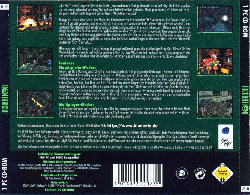 Battle Isle 4: Incubation Mission Pack - zadn CD obal