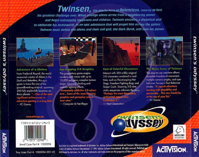 Twinsen's Odyssey - zadn CD obal