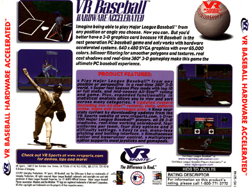 VR Baseball - zadn CD obal