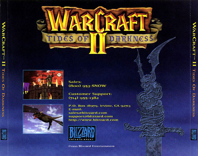 WarCraft 2: Tides of Darkness - zadn CD obal