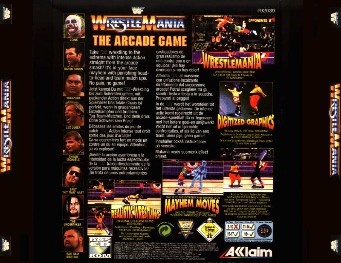 WWF Wrestlemania: The Arcade Game - zadn CD obal