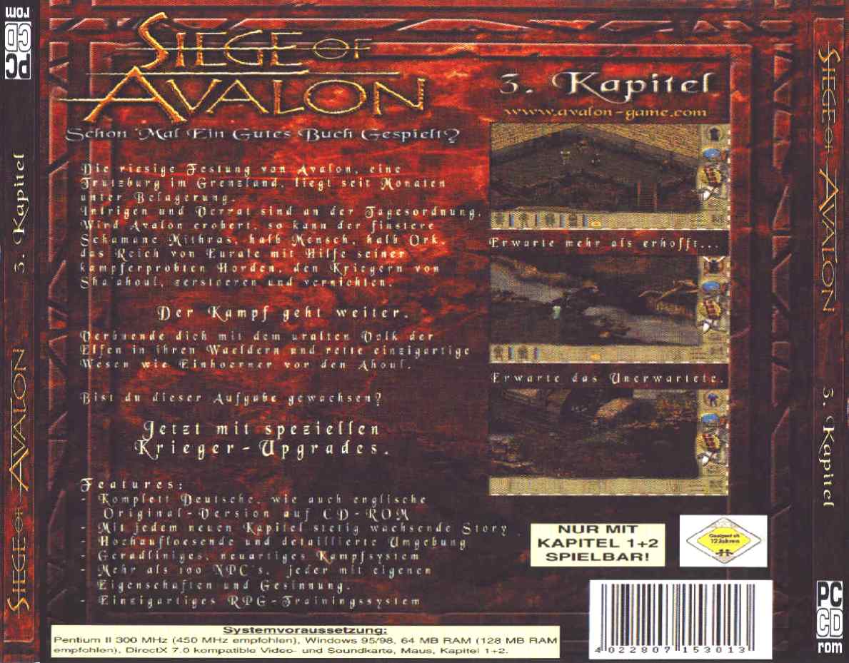 Siege of Avalon 3 - zadn CD obal