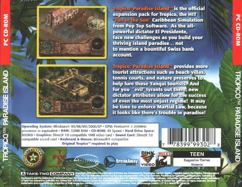 Tropico: Paradise Island - zadn CD obal