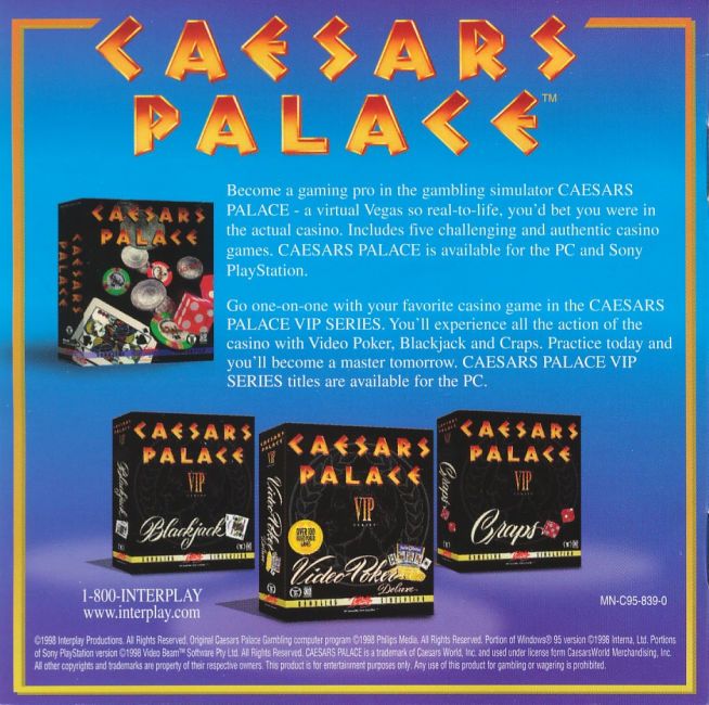 Caesars Palace: Vip Video Poker Deluxe - pedn vnitn CD obal