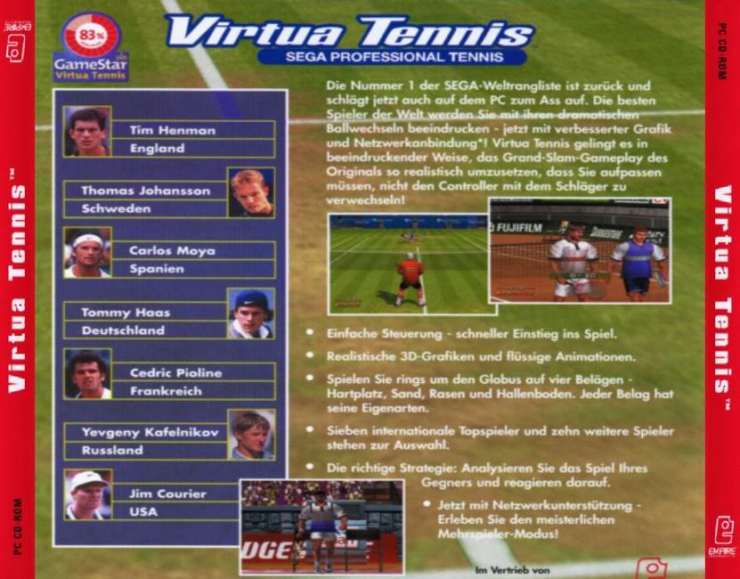 Virtua Tennis: Sega Professional Tennis - zadn CD obal