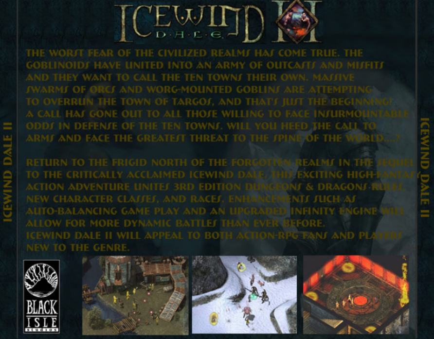 Icewind Dale 2 - zadn CD obal