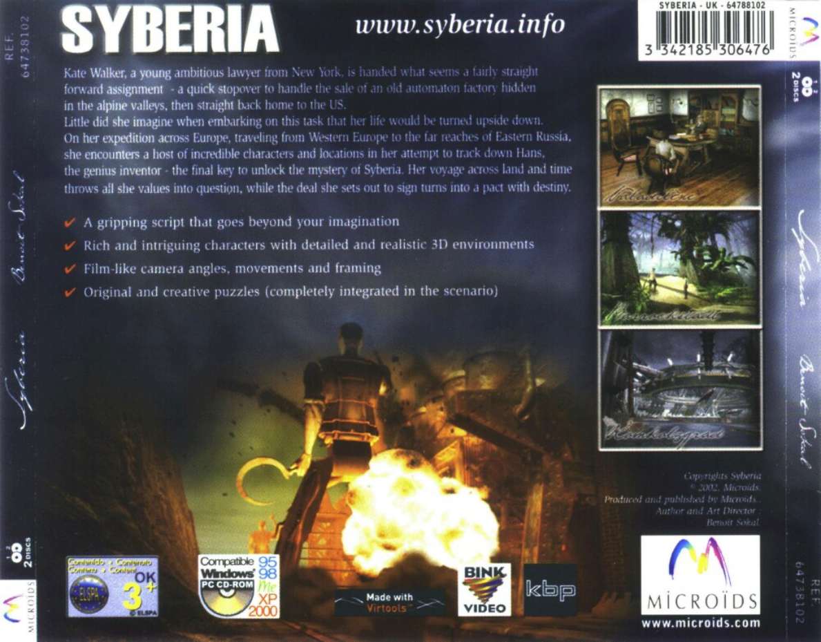 Syberia - zadn CD obal