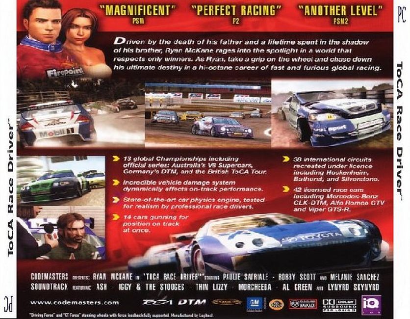 TOCA Race Driver - zadn CD obal