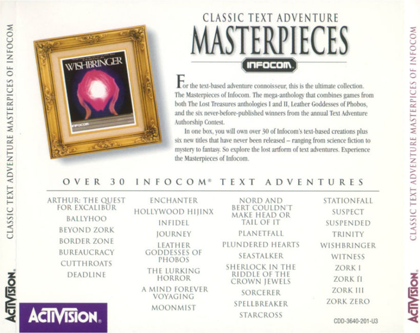 Classic Text Adventure Masterpieces of Infocom - zadn CD obal