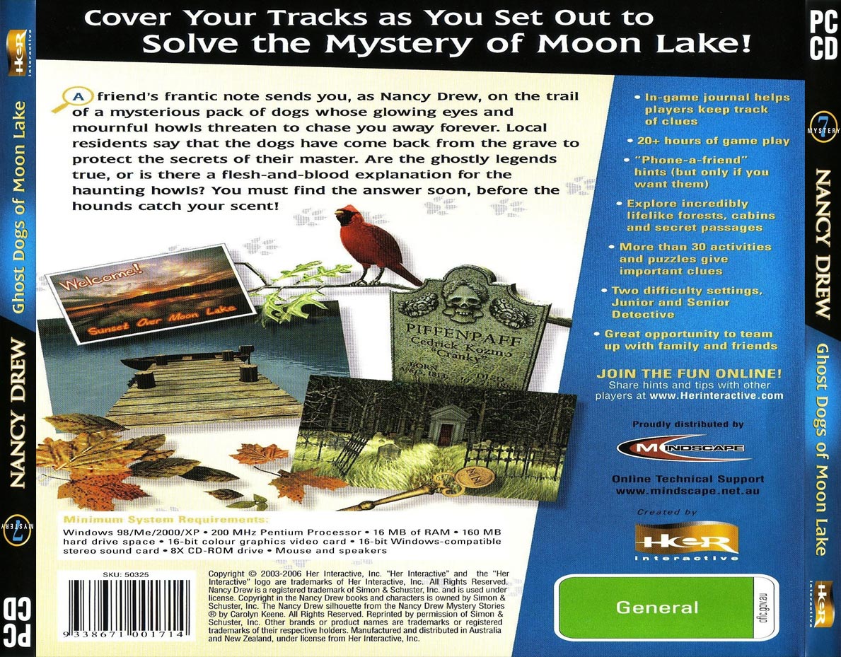 Nancy Drew: Ghost Dogs of Moon Lake - zadn CD obal