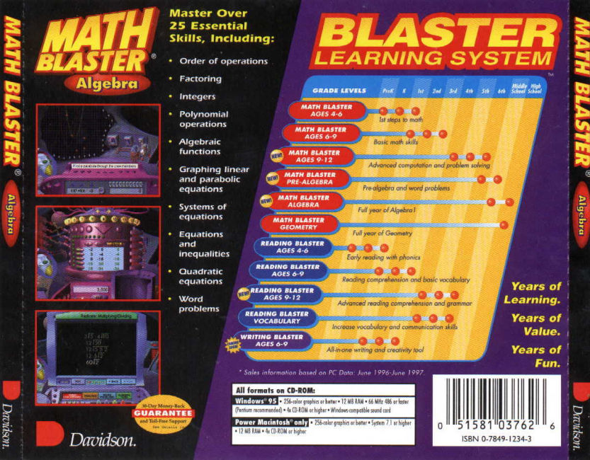Math Blaster: Algebra - zadn CD obal