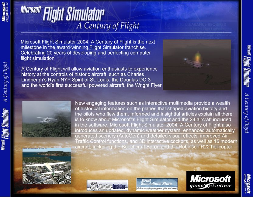 Microsoft Flight Simulator 2004: A Century of Flight - zadn CD obal