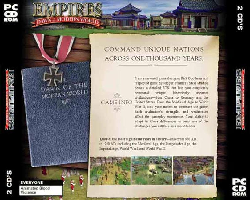 Empires: Dawn of the Modern World - zadn CD obal