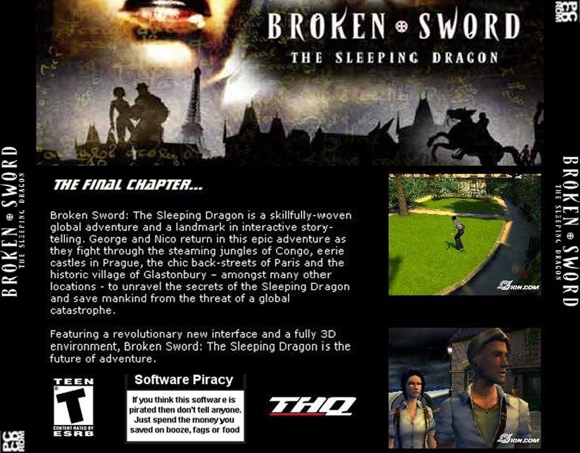 Broken Sword 3: The Sleeping Dragon - zadn CD obal