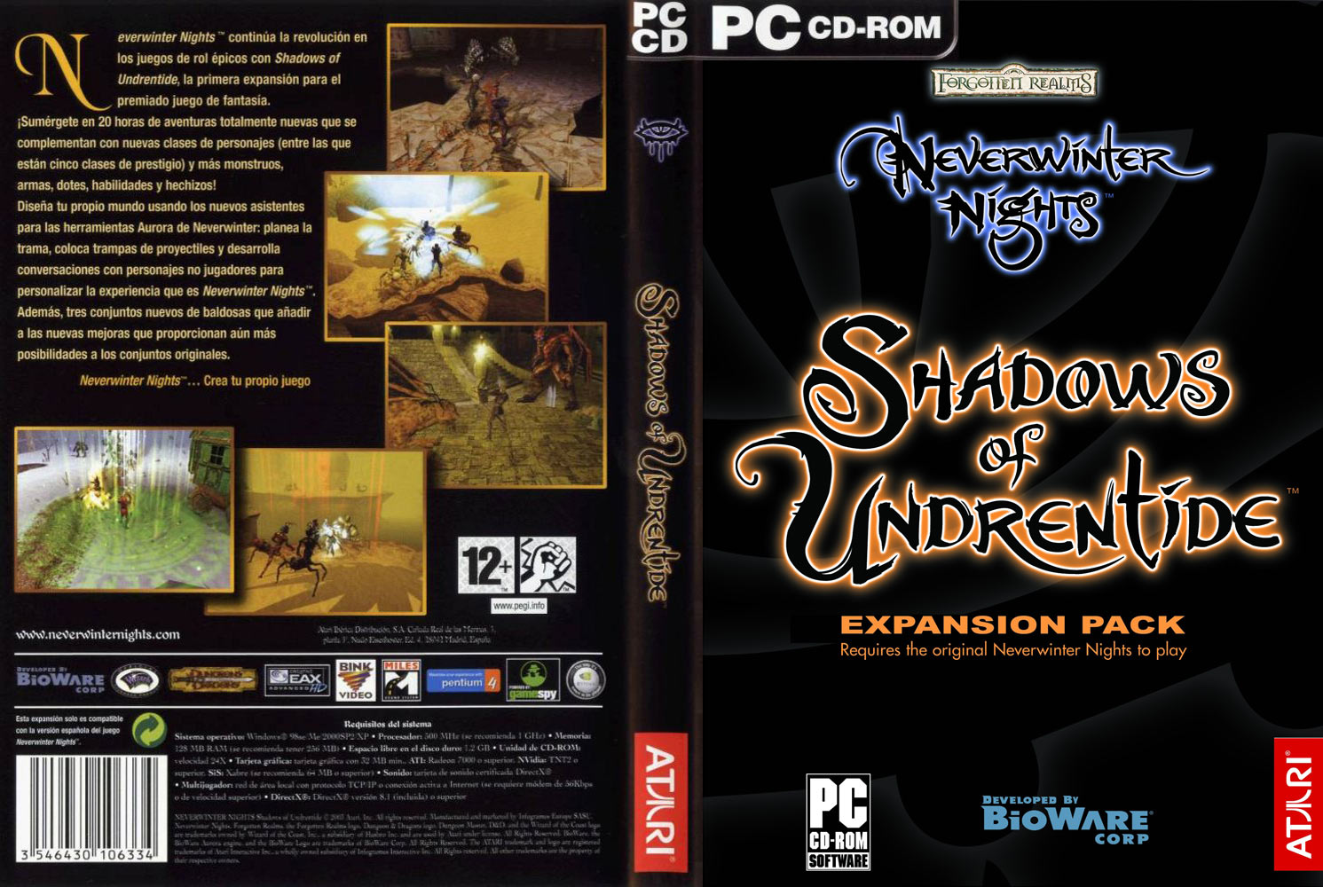 Neverwinter Nights: Shadows of Undrentide - DVD obal
