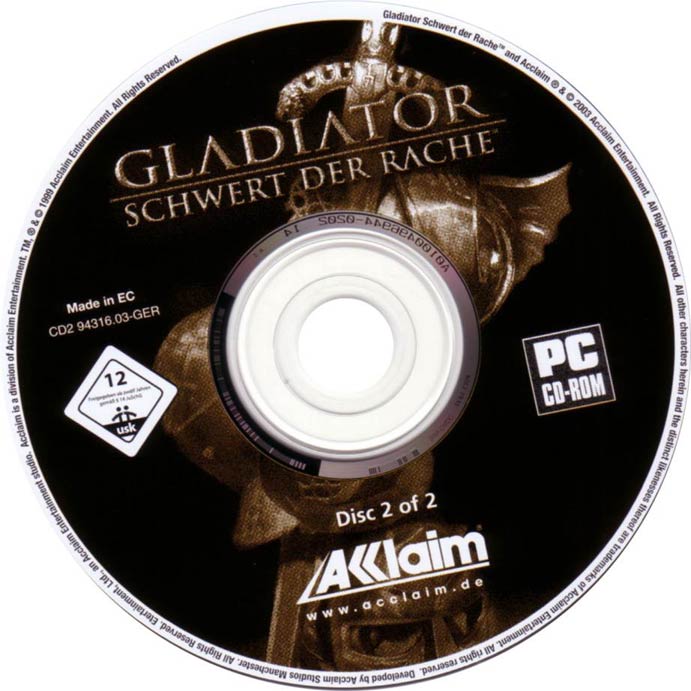 Gladiator: Sword of Vengeance - CD obal 2