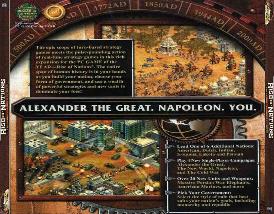 Rise of Nations: Thrones and Patriots - zadn CD obal