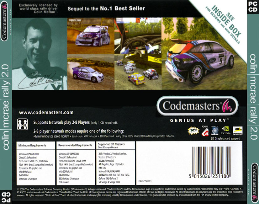 Colin McRae Rally 2.0 - zadn CD obal