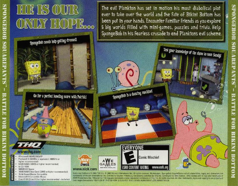 SpongeBob SquarePants: Battle For Bikini Bottom - zadn CD obal