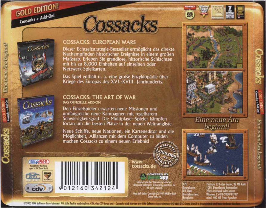 Cossacks: Gold Edition - zadn CD obal