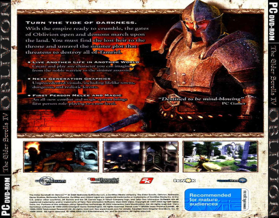 The Elder Scrolls 4: Oblivion - zadn CD obal