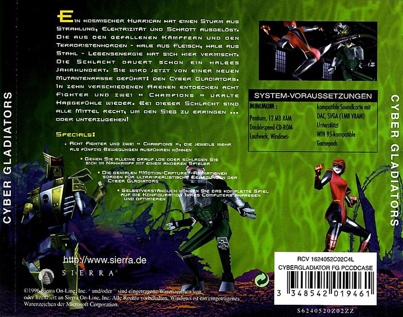 CyberGladiators - zadn CD obal